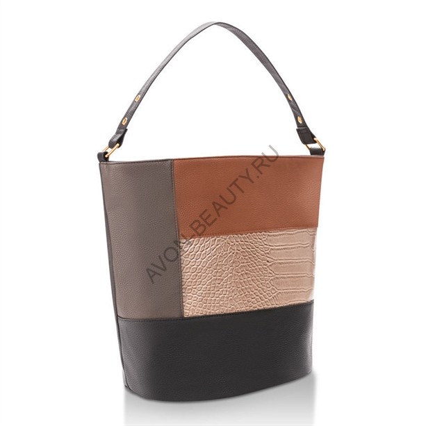 Женская сумка &quot;Орнелла&quot; 86225 Вместительная сумка-хобо станет твоей идеальной спутницей на эту осень! Выполнена в гамме чёрного, коричневого, бежевого и серого цветов.