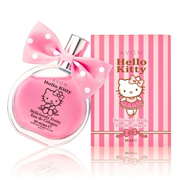 Детская туалетная вода Avon Hello Kitty, 50 мл Детская туалетная вода Avon Hello Kitty с легким, нежным фруктовым ароматом идеально подойдет для того, чтобы стать первым парфюмом в жизни маленькой принцессы.