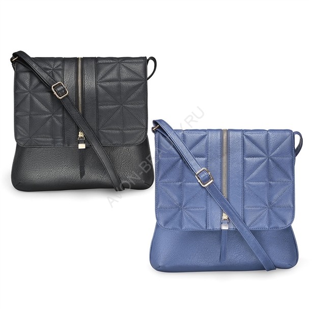 Женская сумка &quot;Миранда&quot;, синяя Стильная и вместительная сумка на длинном регулируемом ремне и с клапаном, декорированным стильной отстрочкой и молнией, станет отличным компаньоном Ваших прогулок.