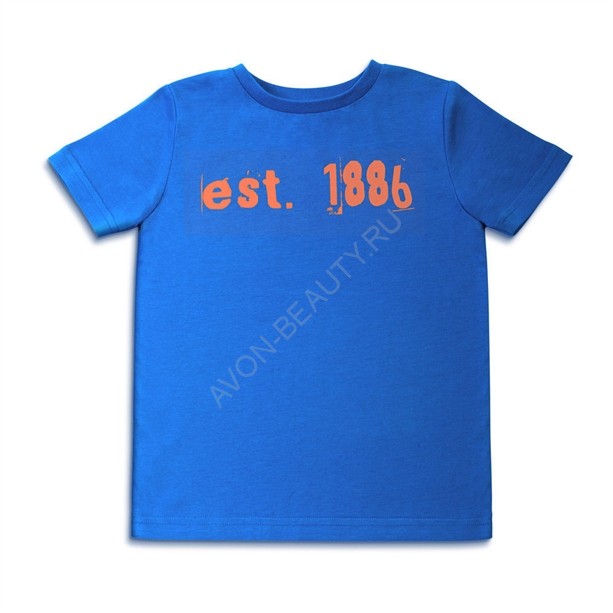 Детская футболка для мальчиков, Для детей 7-8 лет для детей 5-6 лет 44067 Декорирована термопечатью оранжевого цвета на фронтальной стороне.