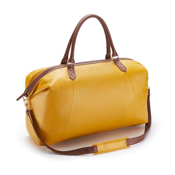 Женская сумка &quot;Эмилия&quot;, Желтая Вместительная женская сумка-викендер "Эмилия" из искусственной кожи подойдет для путешествий или похода в фитнес-клуб.