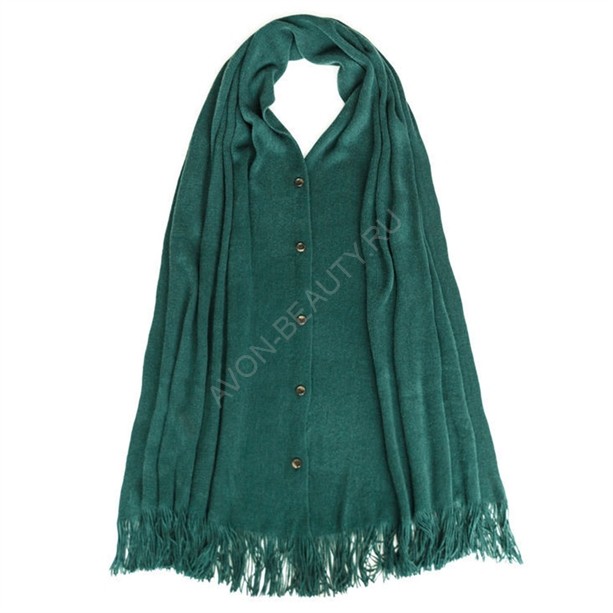 Женский шарф &quot;Изабэлла&quot; 02002 Женский трикотажный шарф-пончо зеленого цвета, изготовлен из акрила. Размеры: 180 см (длина) х 55 см (ширина). Произведено в Китае.