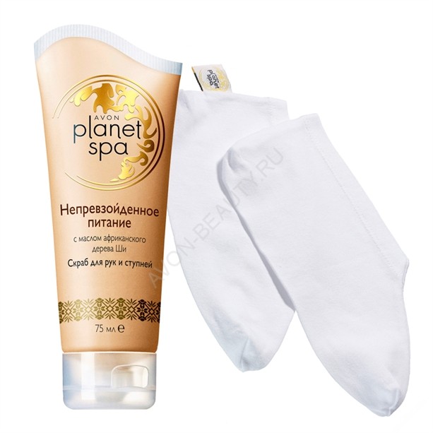 Набор для ног Planet Spa В наборе:• SPA Скраб для рук и ступней с маслом африканского дерева ши „Непревзойденное питание” (75 мл )• Носки для косметических процедур