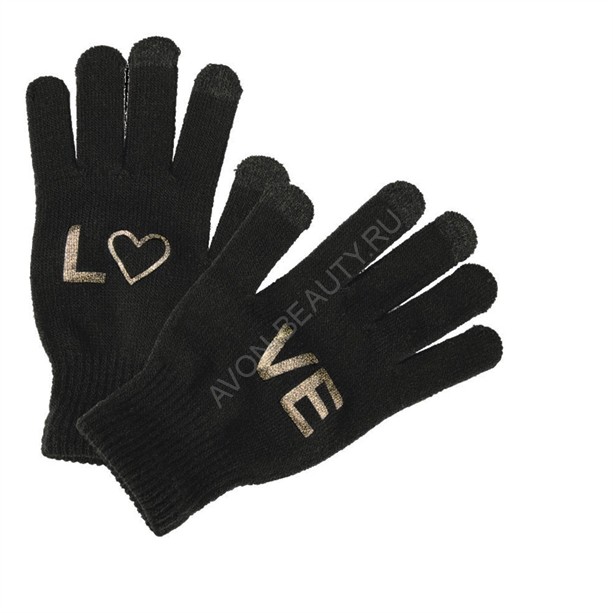 Перчатки Текстильные женские перчатки черного цвета с двусторонним принтом. Материал: 80% акрил, 18% полиэстер, 2% эластан.Произведено в Китае.